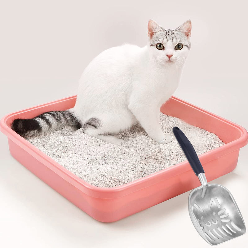 MCOMCE Cat Litter Scoop, Solid Aluminum Alloy Litter Scoop, Litter Scooper with Flexible Long Handle, Cat Litter Scooper with Deep Shovel, Cat Scooper Suitable for All Kitty Litter Box (Silver) - PawsPlanet Australia