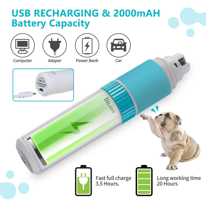 [Australia] - HIRALIY Dog Nail Grinder Upgraded Electric Pet Paw Clipper Trimmer Quiet with 20h Working Time Stepless Speed Regulation Pet Nail Grinder Electric Nail File for Large Medium Small Dogs and Cats 
