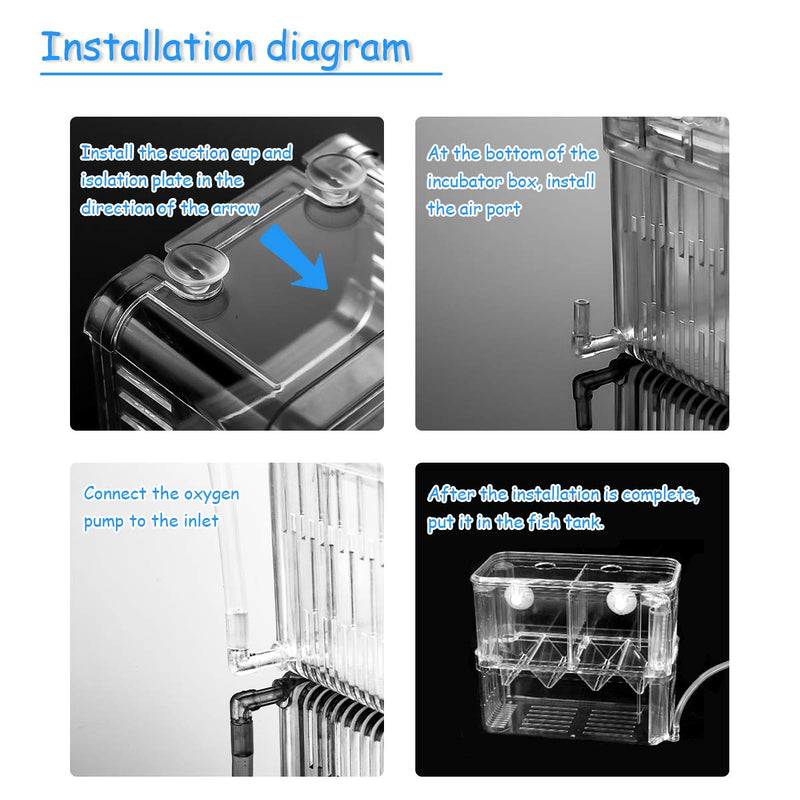 STARROAD-TIM Fish Breeding Box Aquarium Tank Incubator Acrylic with Suction Cups Fish Tank Isolation Box Hatchery for Small Fishes Clownfish Shrimp 4in*3.2in*5.2in - PawsPlanet Australia