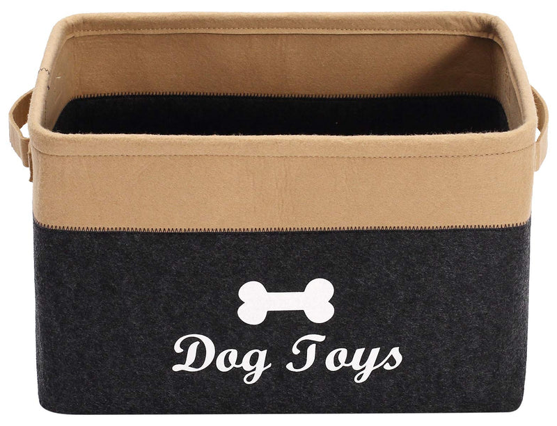 Xbopetda Fiber Felt Dog Storage Basket, Pet Toy and Accessory Storage Bin, Pet Bed, Pet Toy Box - Perfect for Organizing Dog Toys/Clothes/Blankets/Treats-Dark Grey/Khaki Dark Grey/Khaki - PawsPlanet Australia