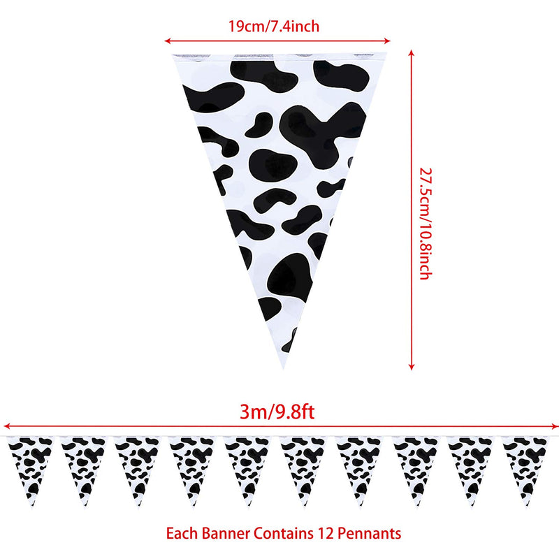 5 Packs Cow Print Pennant Banners, Cow Bunting Banner Birthday Party Supplies for Farm Animal Theme Party Western Cowboy Party Theme Decoration, 7.4 x 10.8 Inch - PawsPlanet Australia