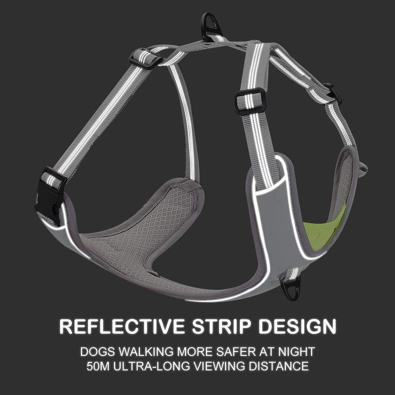 Lightweight Dog Harness No Pull Large Dogs, Adjustable Pet Vest Harness Dog with Reflective Strips Easy Control Dog Harness for Medium Large Dogs Walking Training Gray M Lightweight Harness Gray - PawsPlanet Australia