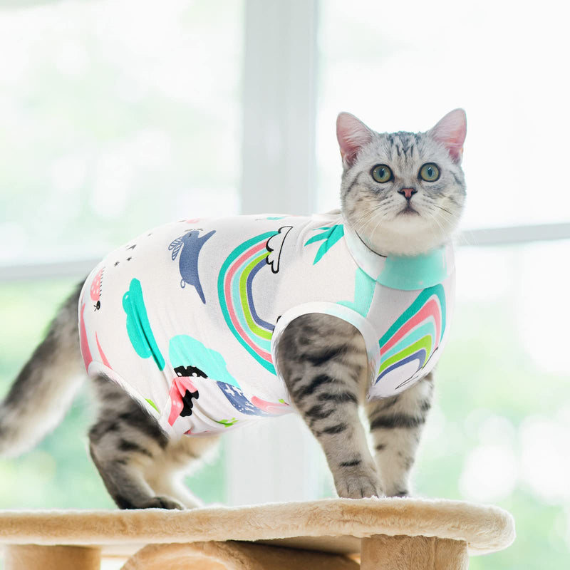 Cat Recovery Suit Soft E Collar Alternative Breathable Cat Vest Animal Printed Cat Clothing for Home Indoor Cats Kitty Small Dogs Pet Abdominal Wounds, Skin Diseases, After Surgery Wear - PawsPlanet Australia