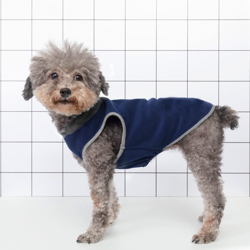 cyeollo 2 Pack Dog Fleece Sweater Stretchy Pullover Dog Jacket Winter Warm Dog Apparel with Reflective Stripe Cold Weather Vest for Small Medium Large Dogs Grey&Blue - PawsPlanet Australia