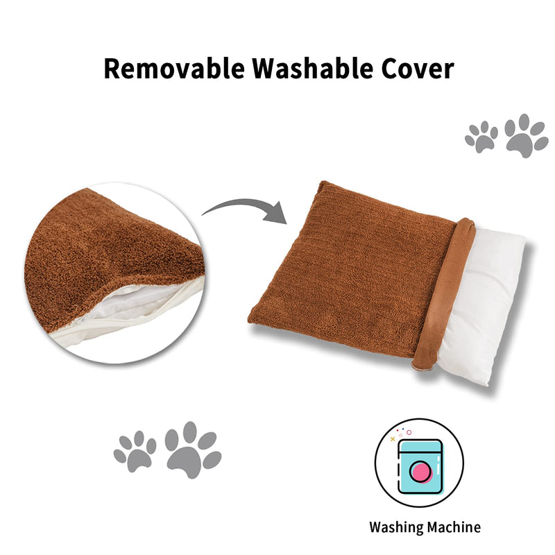 PEOPLE&PETS 22inch Dog & Cat Bed Reversible Mat, Soft Pet Sleeping Mattress, Washable Crate Pad Mat, with Removable Cover in Brown/Beige 22" x 18" - PawsPlanet Australia