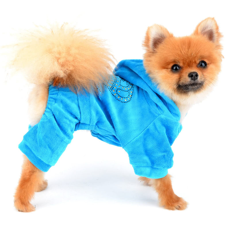 SMALLLEE_LUCKY_STORE pet Jumpsuit,pet Pajamas,pet Outfits,pet Suit,pet Hoodie,Girl Dog Clothes XS(Chest:11.5" Back:7.5", fit 2-3lbs) Blue - PawsPlanet Australia