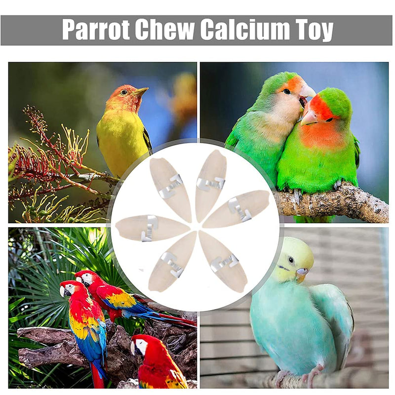6 Pieces Bird Cuttlebone Toys Parrot Chew Calcium Toy Chewing Cuttlefish Bone with Metal Holder Bird Pet Molar Toy for Parrots Cage Birds Reptiles Tortoises Snails - PawsPlanet Australia