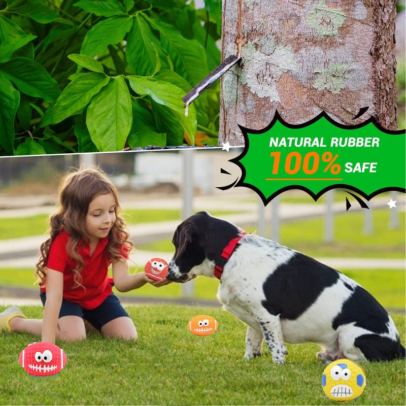 MINIDIO Small Squeaky Dog Balls Interactive Dog Toy for Small Medium Dogs,Puppys Favorite Dog Toys Squeaky and Football Squeak Toy,Emoji Happy Face Dog Toy - PawsPlanet Australia