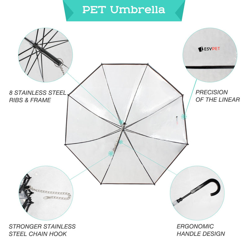 [Australia] - LESYPET Pet Dog Umbrella with Leash for Small Pets, Fits 20” Back Length Pets 