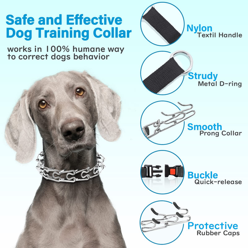 Supet Dog Prong Collar, Adjustable Dog Training Collar with Buckle for Small Medium Large Dogs(Packed with One Extra Links) L (Neck: 18"--20'' Weight: around 70 lbs) Metallic - PawsPlanet Australia