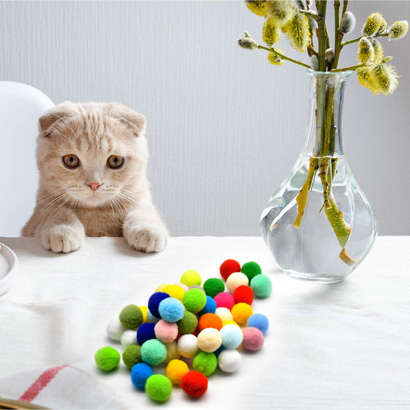 YMWALK Pack of 50 cat toy balls 3 cm, soft colorful cat balls, cat pompoms ball, kitten pet toy, plush scratching balls toy, interactive pet accessories for cats, kittens, dogs - PawsPlanet Australia