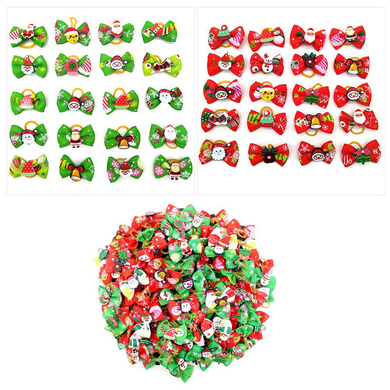 Balacoo 100Pcs Cute Dog Christmas Hair Bows - Elastic Dog Bowknot Hair Band - Fashion Small Dog Puppy Hair Bowknot Topknot Grooming Decor - Dog Hair Accessories - PawsPlanet Australia