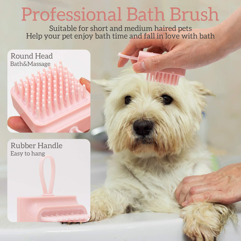 PETPSILAB 3 in 1 Pet Grooming Brush Kit, Professional Undercoat Deshedding Comb Set For Dogs And Cats With Short & Long Hair Effectively Reduce Shedding, Pet Bath & Massage Brush For Small Medium And Large Pet, Slicker Shedding Hair Tool, Pink - PawsPlanet Australia