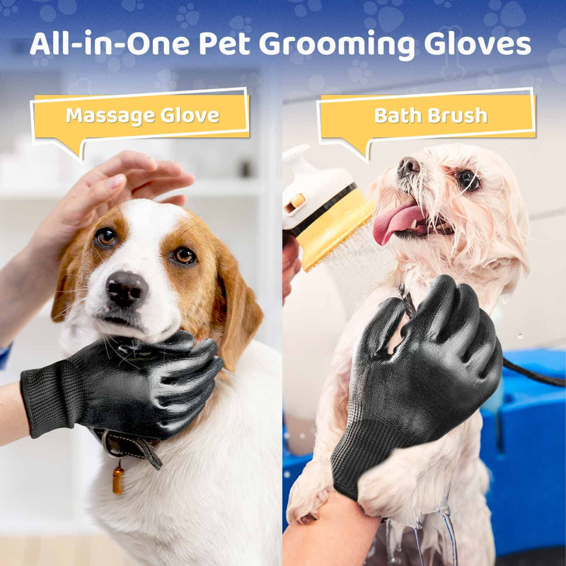 Pet Hair Remover Gloves, DELOMO Pet Grooming Gloves for Dogs, Cats & Horses, 1 Pair Deshedding Gloves with Enhanced Five Finger Design - PawsPlanet Australia