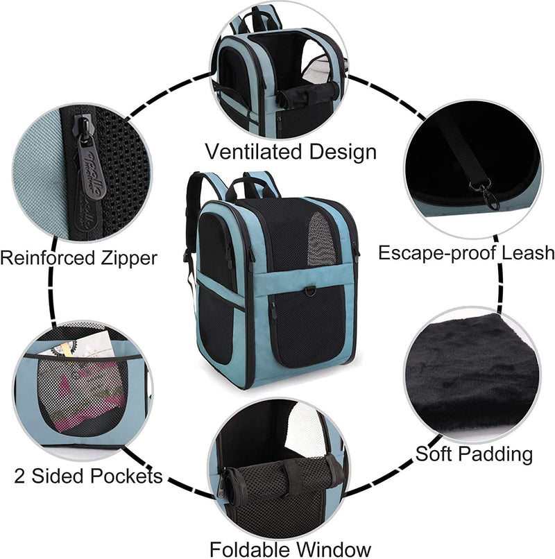 apollo walker pet backpacks pet carrier bag for 2-12kg dogs and cats soft, foldable blue - PawsPlanet Australia