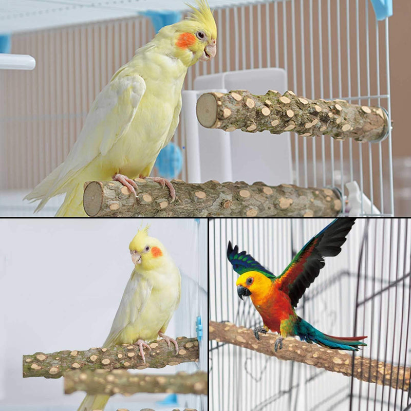 kathson Natural Bird Wood Perch Parakeet Standing Toy Sticks Parrot Paw Grinding Branches Cockatiels Cage Chewable Accessories for Conures Macaws Finches 8 PCS - PawsPlanet Australia
