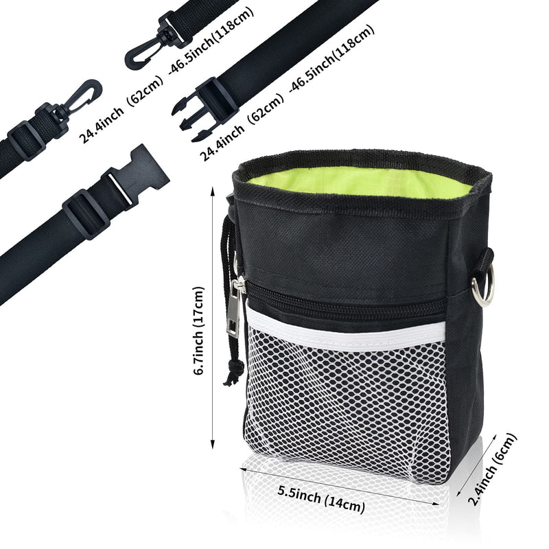 LUXACO Dog Treat Pouch Bag with Poop Bag Holder, Waterproof Puppy Training Walking Bag Shoulder Strap, Waist Belt and Clip, Easily Carrying Dog Toys, Food (Black&Grey) Black - PawsPlanet Australia