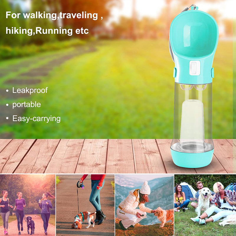 Dog Water Bottle Pet Drinking Bottle Drink Cup, Portable Leak Proof Dog Cat Drinking Cup for Travel with Food Container Feeder and Poop Waste Bags, Pets Outdoor Walking, Hiking, Travel - PawsPlanet Australia