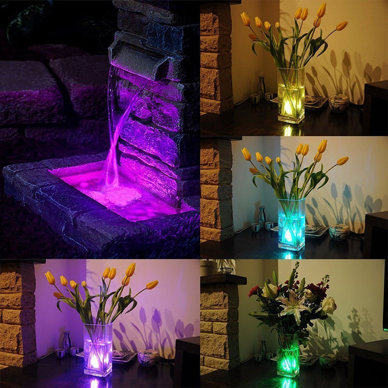 10pcs Submersible LED Lights,Multicolor Waterproof Underwater Lights SMD 3528 RGB Mood Lights with IR Remote Control for vase,bowls,swimming pool,aquarium ,party,wedding, bars or family decorations - PawsPlanet Australia