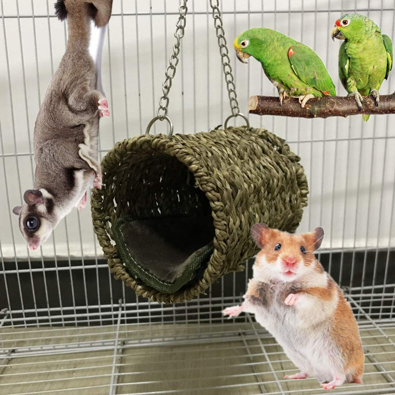 Leeko Pet Hammock Hamster Hanging Toy, Set House Hanging Bed Cage Toys for Small Animal Sugar Glider Squirrel Chinchilla Hamster Rat Playing Sleeping 3 Pieces - PawsPlanet Australia