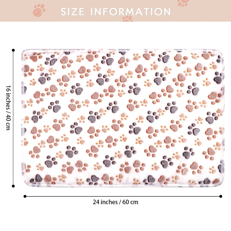 Pedgot 4 Pieces Fluffy Dog Blankets with Paw Print 24 x 16 Inches Soft and Warm Pet Throw Blankets Sleep Bed Mat for Small Dogs and Cats Brown,white,pink - PawsPlanet Australia