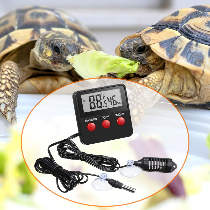 Weewooday 2 Pieces Digital Reptile Thermometer Hygrometer with Probes Terrarium Reptile Humidity Gauge Indoor Outdoor Digital Pet Temperature and Humidity Gauge for Reptiles Terrarium Pet Keeping - PawsPlanet Australia