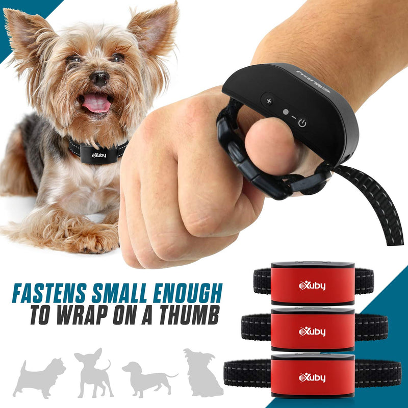 eXuby Friendly Dog Bark Collar w/ Built-in Microphone for Small Dogs - Humane Sound & Vibrations (No Shock) - Only Activates When Your Dog Barks - Advanced Chipset Auto Adjusts Vibration - No Prongs Black Solid - PawsPlanet Australia