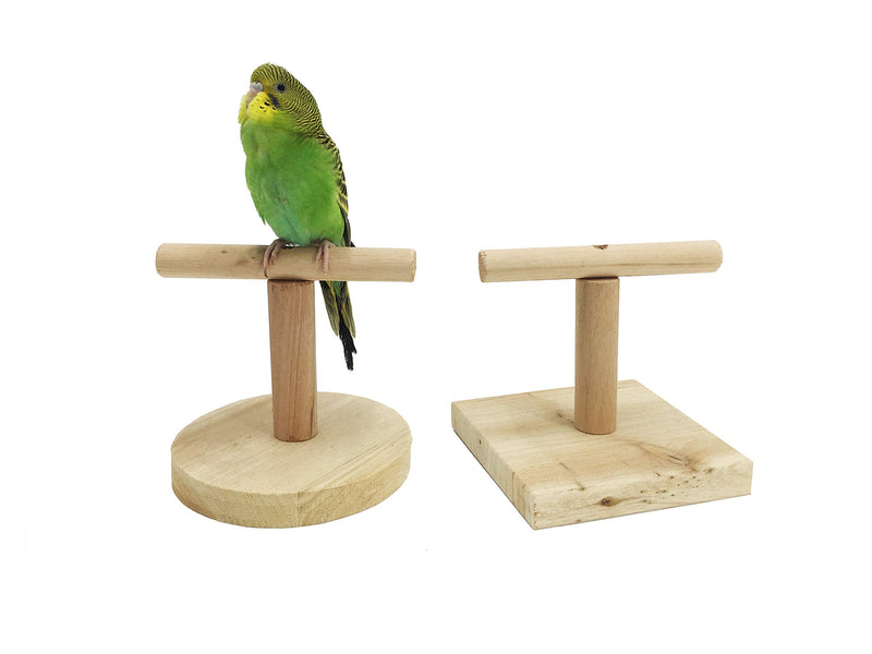 [Australia] - MINORPET Birds Stand, Wood Bird Perch Training Playstand Playground Play Gym for Parrots/Lovebirds/Cockatiels/Parakeets and More Circular Base 