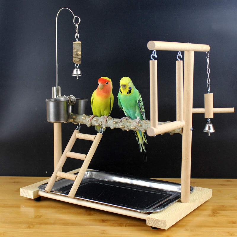 Loghot Bird Playground Parakeet Playground Parrot Playstand Bird Perches Nest Play Stand Wood Play Gym Stand with Metal Toy Hook - PawsPlanet Australia