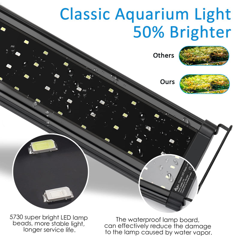 AQQA LED Aquarium Light Full Spectrum Fish Tank Light with Extendable Brackets 12" 18" 24" 32“ 36" 48" White Blue Red Green LEDs Multi-Color 3 Modes Light for Freshwater Planted Tank 14W(12''-18'') - PawsPlanet Australia