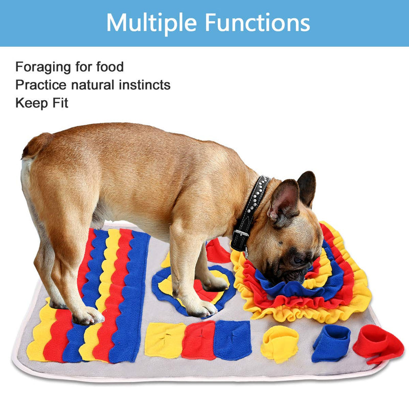 Nabance Pet Feeding Mat Snuffle Mat for Dogs Training Mat Puppy Soft Sniffing Pad for Dog Smell Foraging Skill Blanket Puzzle Toys Grey Blue Red - PawsPlanet Australia