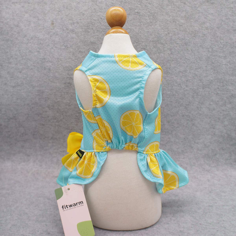 [Australia] - Fitwarm Lemon Summer Dog Dress Puppy Clothes Doggie Sundress Pet Vest Cat Apparel Water Blue S 