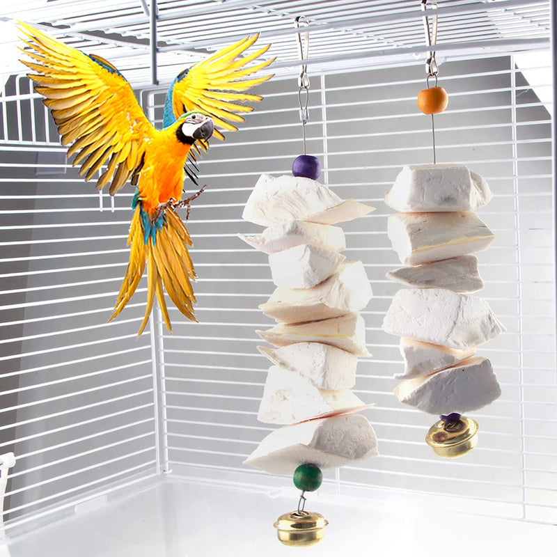 Parrot Cuttlefish Bone Fragile Molar Bell Swing Climb Chew Toys Grinding Birds Beak and Calcium Supplement For Bone Parakeet Cockatiel Lovebird (Set-A) - PawsPlanet Australia