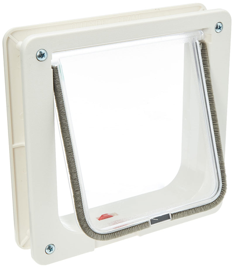 Ideal Pet Products Cat Flap Door with 4 Way Lock, 6.25" x 6.25" Flap Size, Cream (SPF) cat flap 6 1/4" x 6 1/4" - PawsPlanet Australia