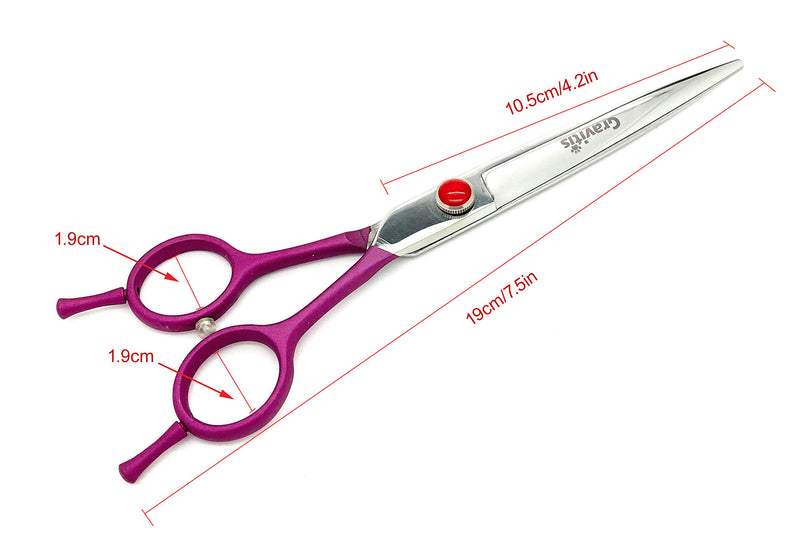 Gravitis Pet Supplies Professional Dog Grooming Scissors with Case - 7.5” Ambidextrous straight scissors suitable for right or left-handed dog grooming (Pink) - PawsPlanet Australia