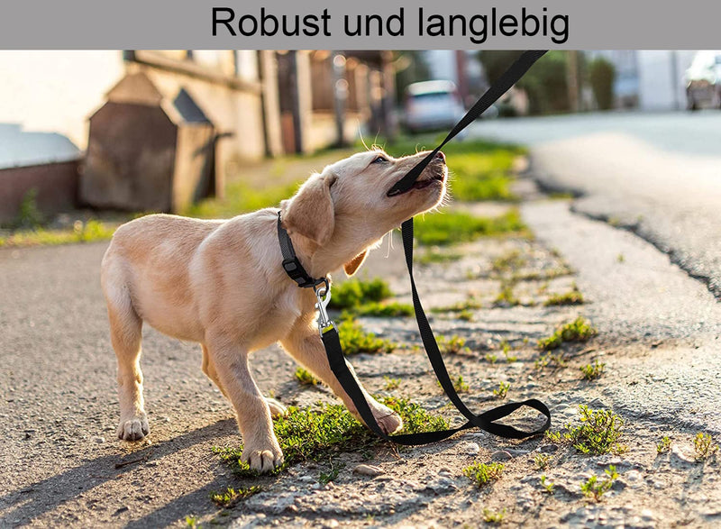 Towing leash for dogs, 10 m robust nylon dog leash, durable training leash with D-carabiner and hand strap for large, medium, small dogs, black - PawsPlanet Australia