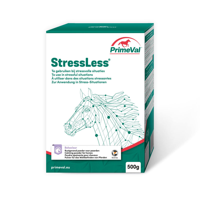 PrimeVal Stressless Horse - Trimagnesium Citrate, Chicory Fiber, Yeast - Natural calming supplement suitable for horse transport and veterinary visits - 500 grams of powder - PawsPlanet Australia