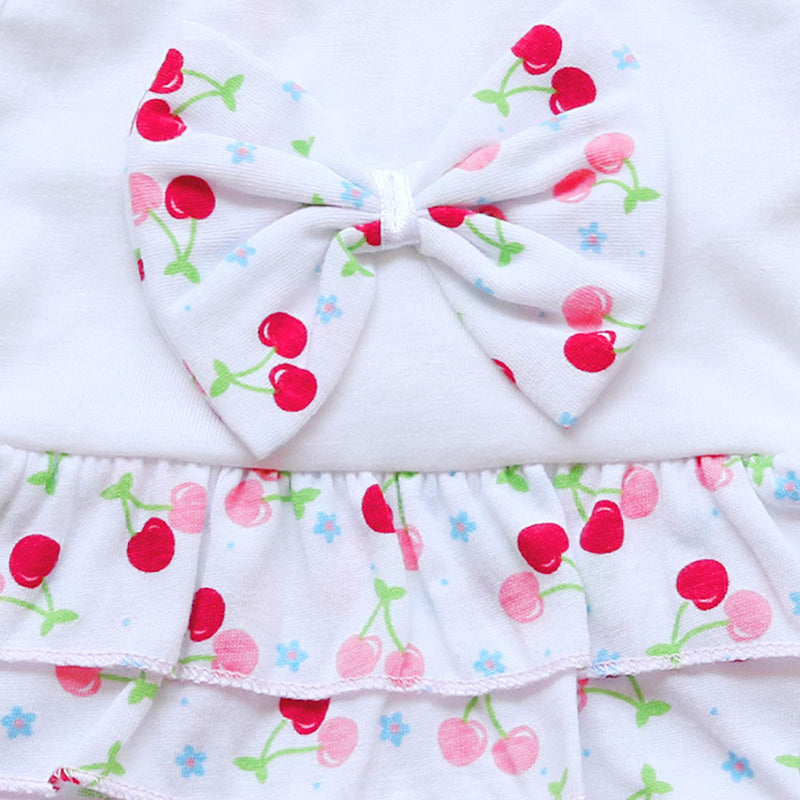 Pack of 2 Summer Pet Dress - Cute Bow Princess Dress Cherry & Flower Printed Puppy Dresses Dog Dress for Small Dogs Cats (XS) X-Small - PawsPlanet Australia