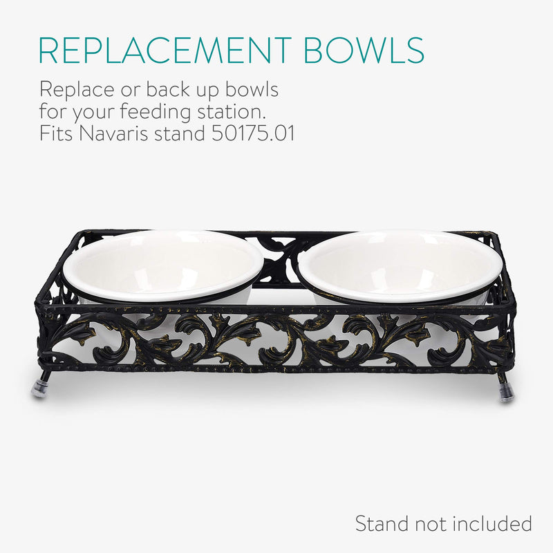 Navaris Cat Bowls - Set of 2 Porcelain Dog, Puppy, Kitten, Cat Food and Water Bowls - Replacement Bowls for 50175.01 Elevated Feeding Station - PawsPlanet Australia