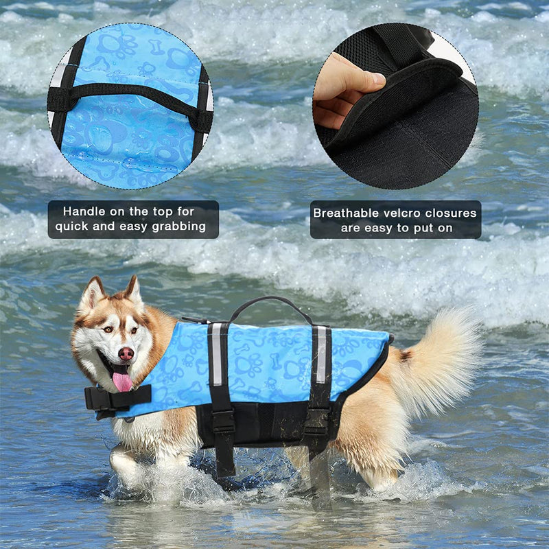 Dog Life Preserver, Dog Life Vest for Swimming Beach Boating Dog Life Jacket with High Buoyancy Dog Flotation Vest for Small/Medium/Large Dogs (Bluebone, XXS) XX-Small Bluebone - PawsPlanet Australia