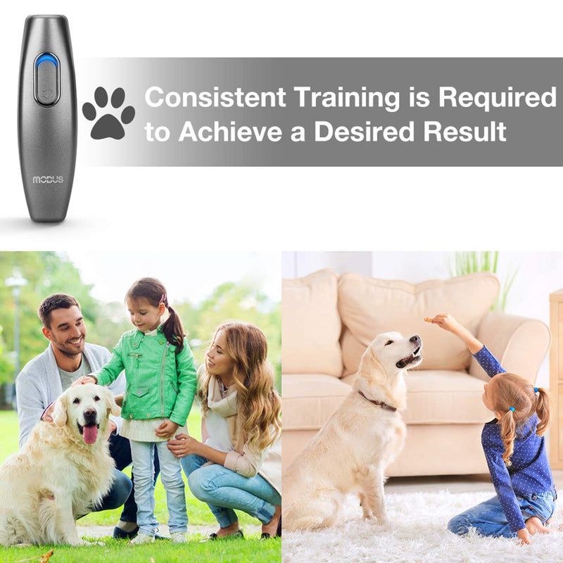 MODUS Bark Control Device - Ultrasonic Dog Bark Deterrent, 2 in 1 Dog Behavior Training Tool of 16.4 Ft Effective Control Range, 100% Safe to use, with LED Indicator/Wrist Strap Outdoor Indoor (Gray) - PawsPlanet Australia