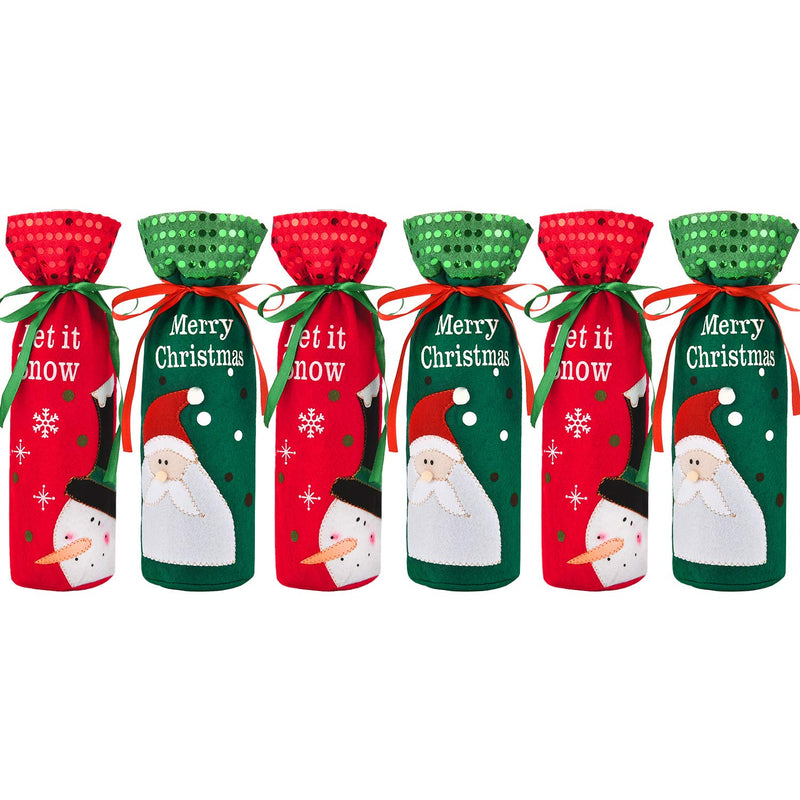 Tatuo 6 Sets Christmas Bottle Covers Ugly Sweater Wine Cover Bottle Decor for Christmas Party Table Decorations (Color Set 2) Color Set 2 - PawsPlanet Australia
