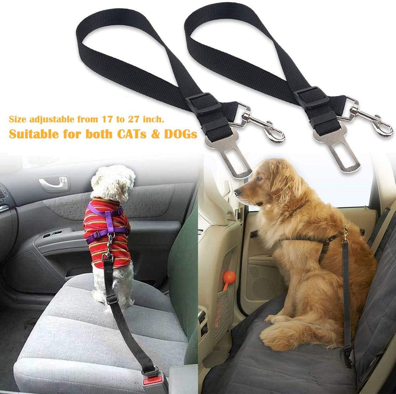 Laucentral 2 Packs Adjustable Pet Dog Cat Car Seat Belt Safety Leads Vehicle Seatbelt Harness, Vehicle Nylon Pet Safety Durable Car Harness Universal Tearproof Belt Adjustable 50-90 cm - PawsPlanet Australia