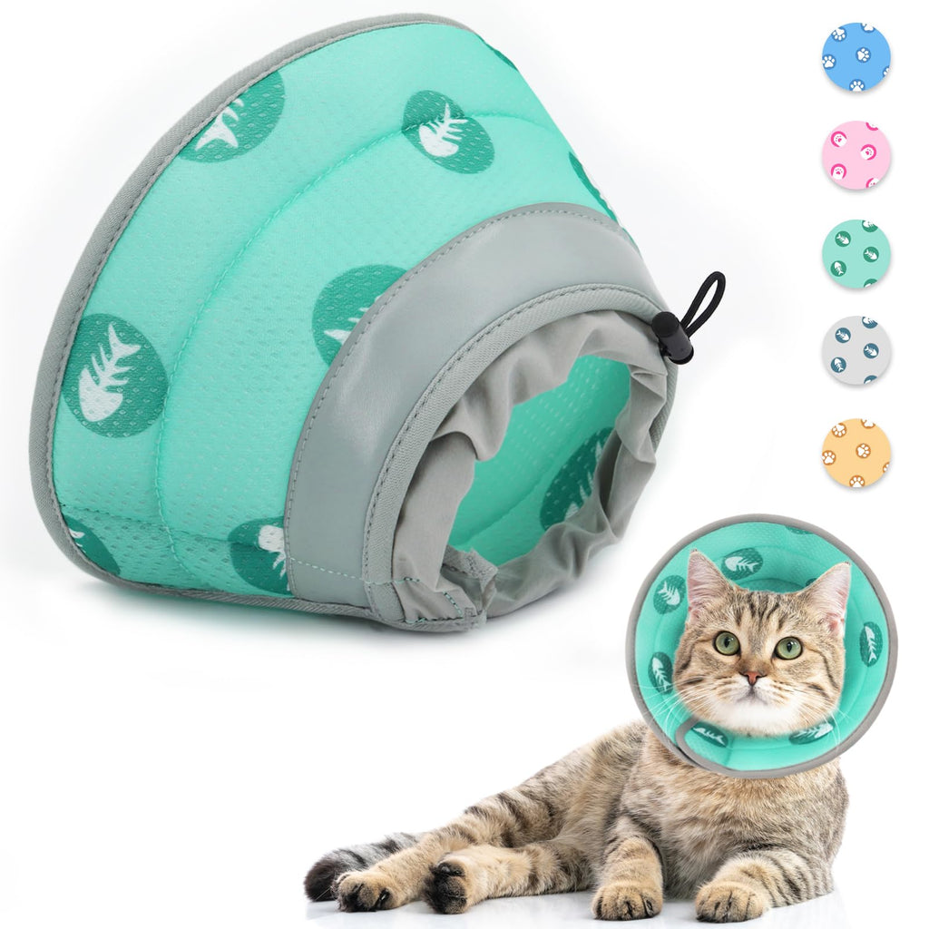 Supet Neck Brace Cat, Adjustable Neck Brace Cat Collar, Recovery Collar Soft Collar Cone After Surgery and Injuries for Puppies, Small Dogs and Cats (Green, S) S (Neck: 14-23cm) Green - PawsPlanet Australia
