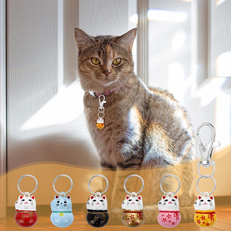 Cobee Pet Collar Bells, 6pcs Colorful Lucky Cat Collar Bells for Kittens Trainning Loud Bells with Breakaway Buckle for Cat Necklace Pendant Cat Collar Bells for Lucky with Key Rings - PawsPlanet Australia
