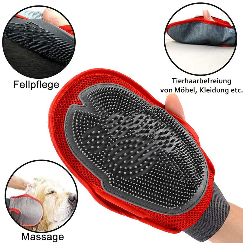 Tomicy Double-sided pet grooming glove Gentle Deshedding Brush Glove-Efficient Pet Hair Remover Mitt, animal hair remover, furniture sofa, dog cat - PawsPlanet Australia