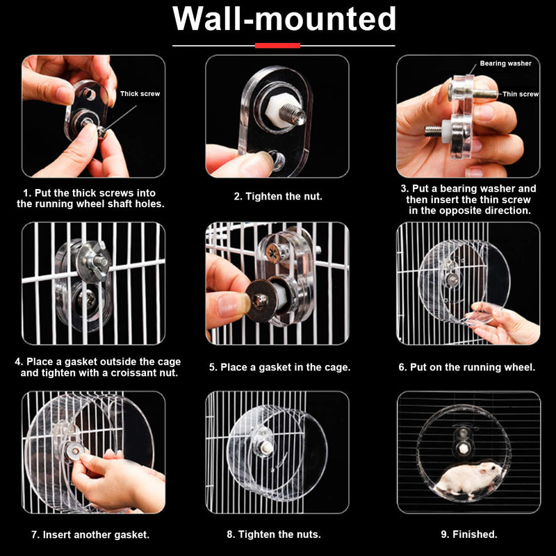 Zacro Hamster Exercise Wheel - Wall-Mounted Silent Running Wheel for Hamsters, Gerbils, Mice and Other Small Pets - 8.7'' - PawsPlanet Australia