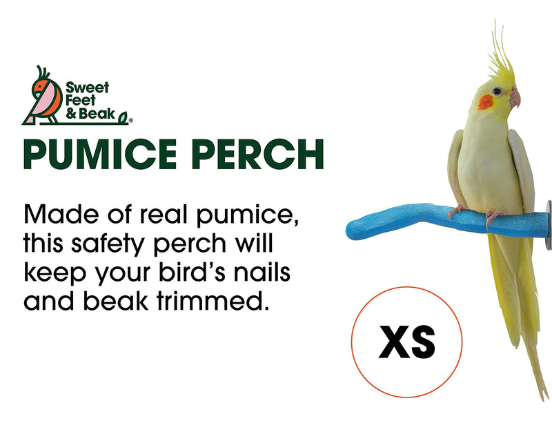 Sweet Feet and Beak Safety Pumice Perch for Birds Features Pumice to Trim Nails and Beak and Promote Healthy Feet - Safe and Non-Toxic, for Bird Cages X-Small 6" Blue - PawsPlanet Australia