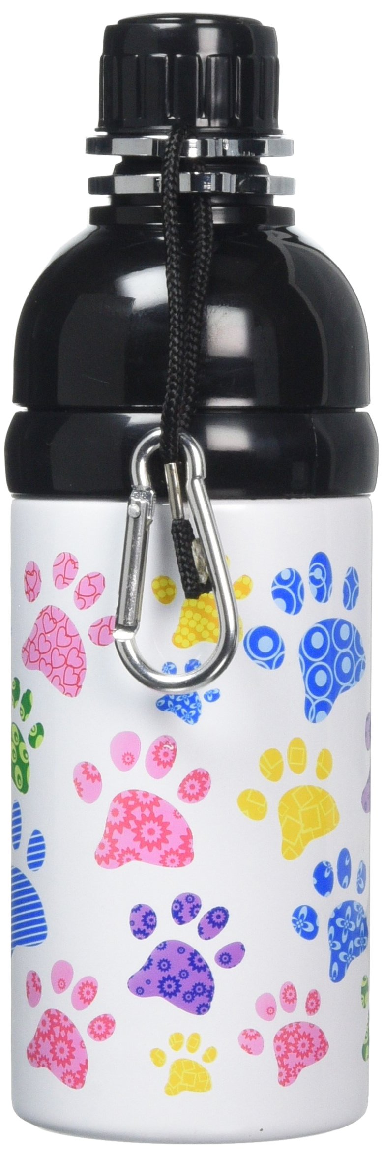 Long Paws Stainless steel Pet Water Bottle 500ml, Colourful Paws design, Medium, Lick 'n Flow Dog Bottle - PawsPlanet Australia