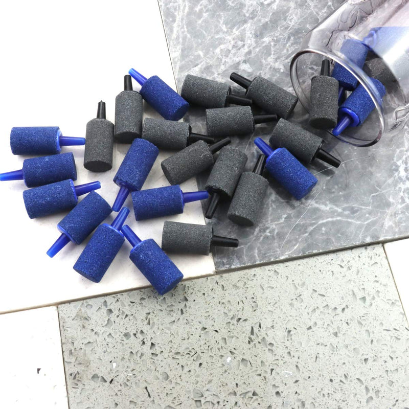 [Australia] - Heatoe 30 Pcs Air Stone Pump Bubble Diffuser Cylinder Stones Oxygen Stone Air Rock Aquarium Accessories for Hydroponics, Aquarium, Fish Tank(Blue, Grey) 